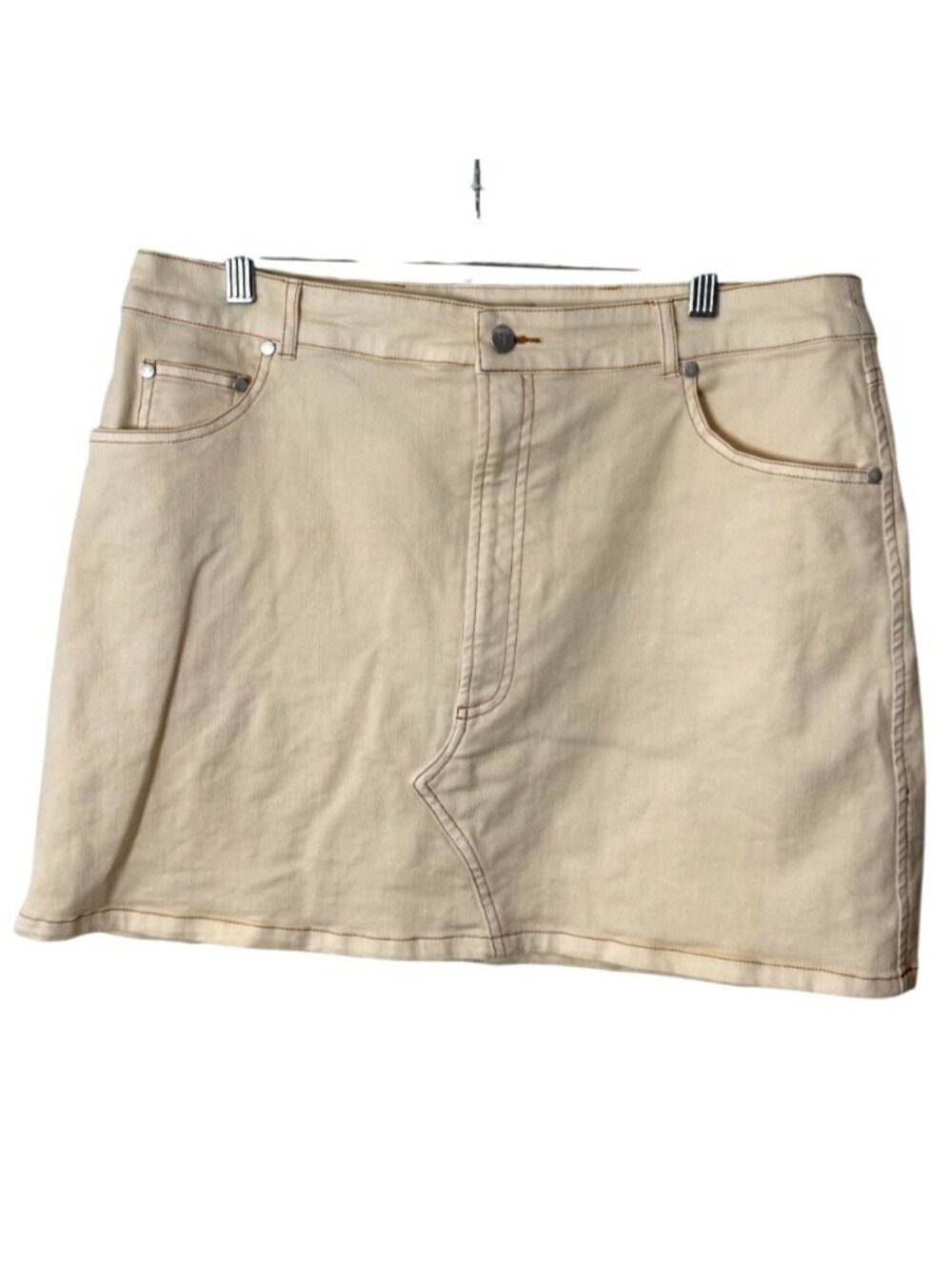 Anthropologie Pilcro Womens Size 16 Beige Denim Mini Skirt Cotton Blend
